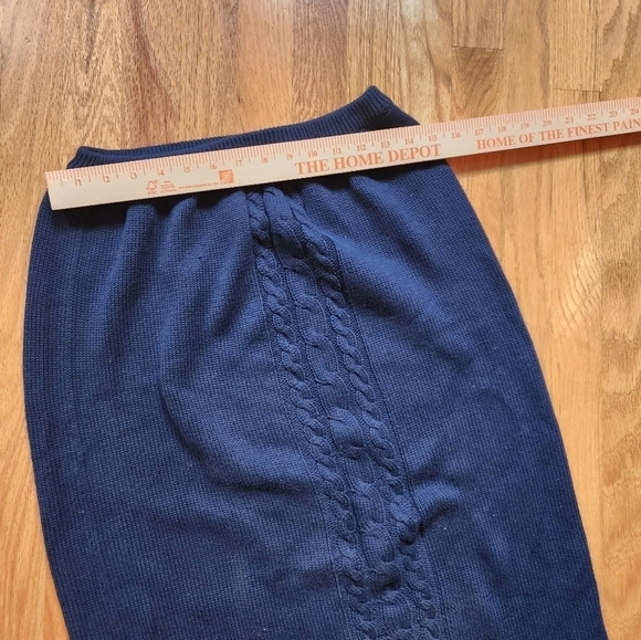 Vintage Carroll Reed navy cotton cable knit maxi skirt winter size xl - Picture 3 of 8